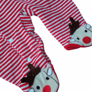 Pijama polar navidad gorro rojo/blanco rayas reno bebé - Imagen 2