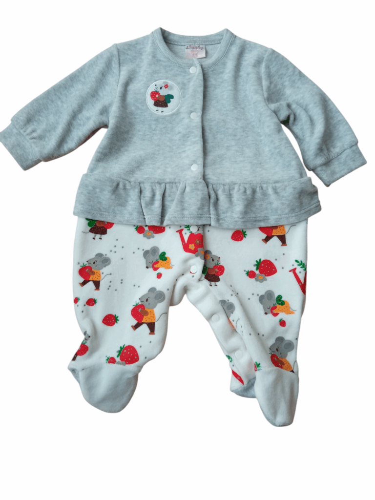 Pijama polar gris/blanco ratones beb&eacute;