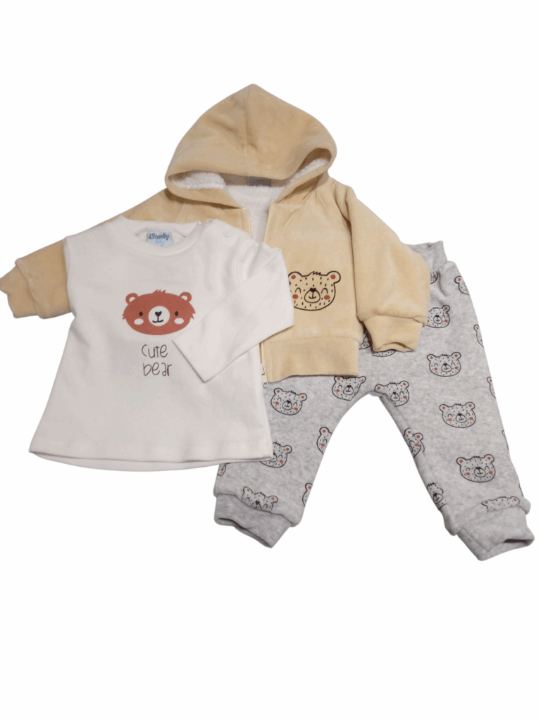 Conjunto 3 piezas polar beb&eacute; oso chaqueta + camiseta m. larga + pantal&oacute;n