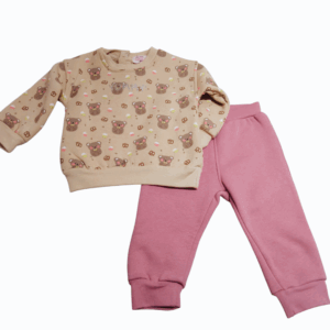Chándal polar bebé beige oso