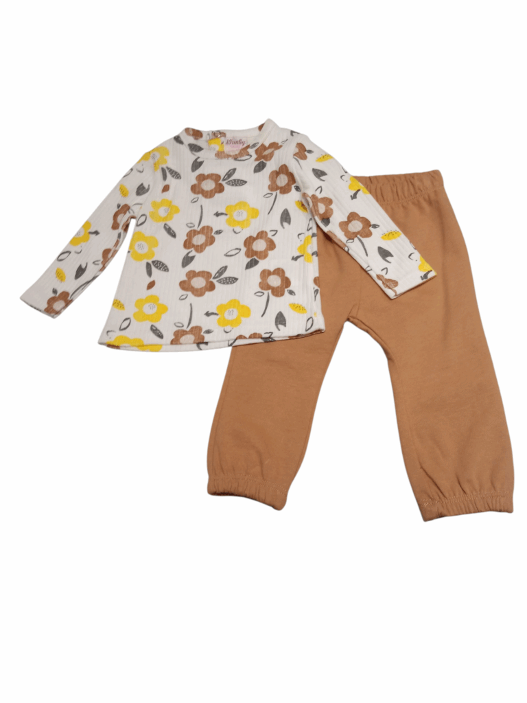 Conjunto camiseta + pantal&oacute;n beb&eacute; flores