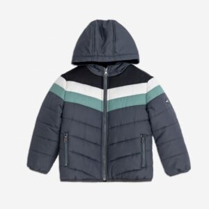 Cazadora capucha niño antracita/verde/blanco