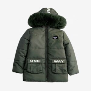 Cazadora niño kaki con capucha pelo