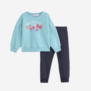 Chándal polar mariposas azul/antracita niña