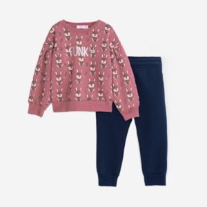 Chándal polar conejos burdeos/marino niña