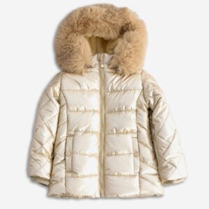 Cazadora pelo capucha dorada niña