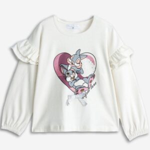 Camiseta manga larga blanca conejo niña