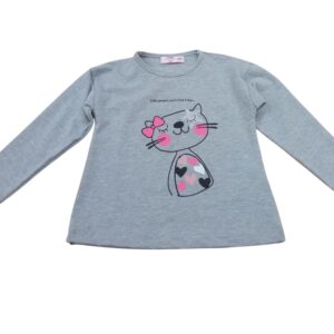 Camiseta manga larga gato niña