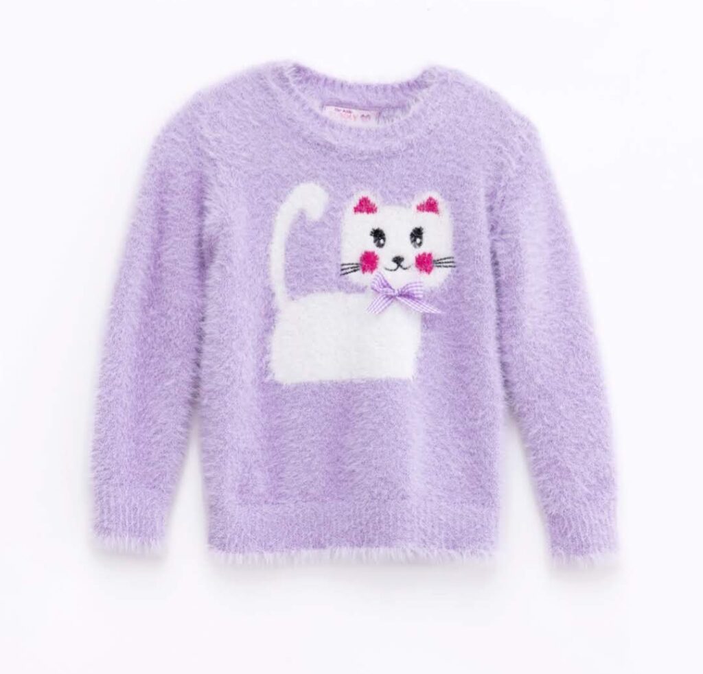 Jersey punto morado  gato ni&ntilde;a