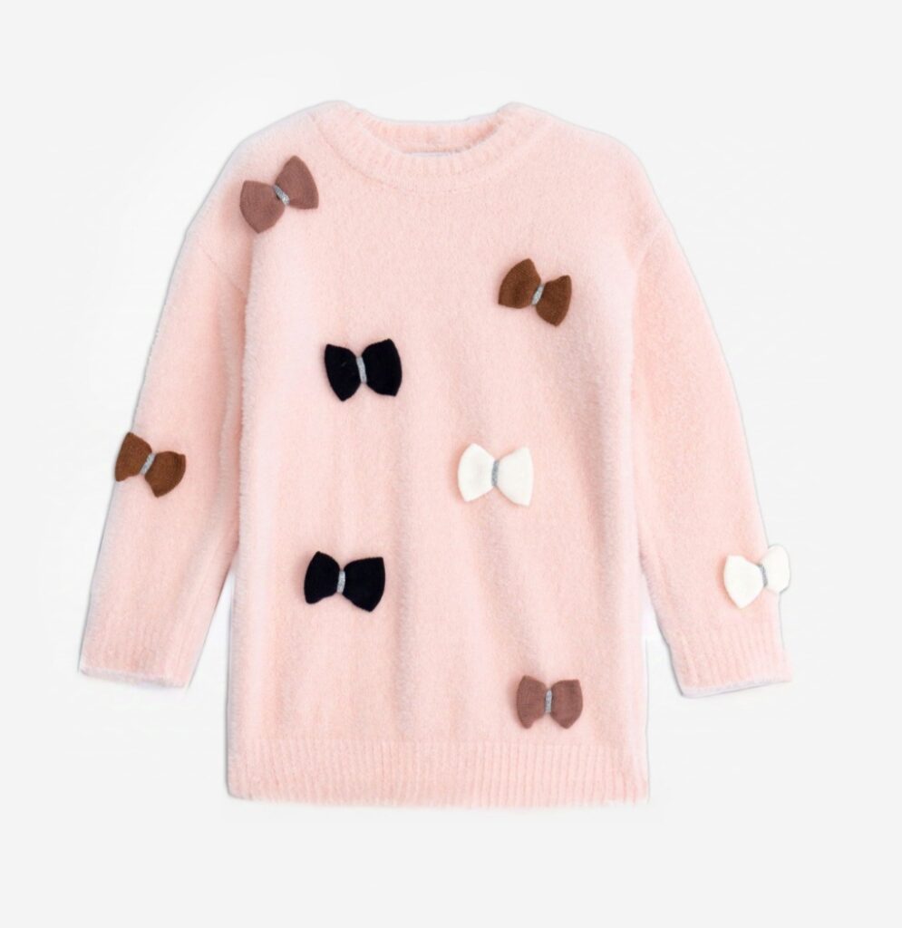 Jersey-vestido punto rosa lazos ni&ntilde;a infantil