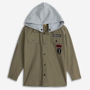 Camisa manga larga capucha caqui juvenil