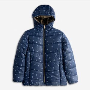 Cazadora juvenil capucha marino flores