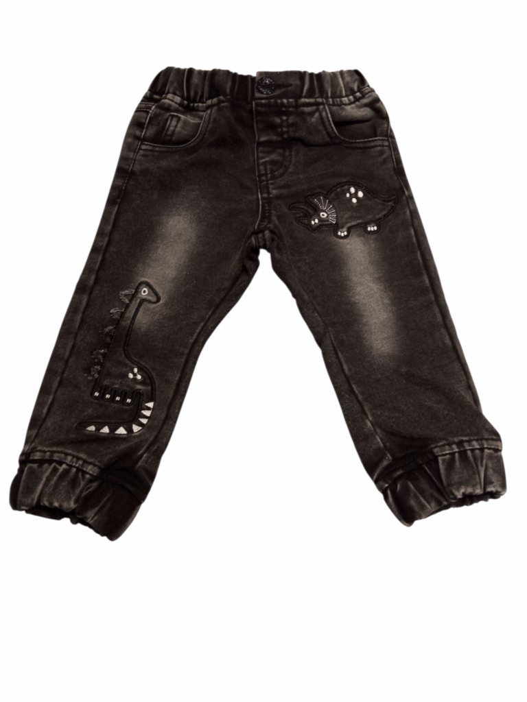 Pantal&oacute;n vaquero cargo negro beb&eacute; dino