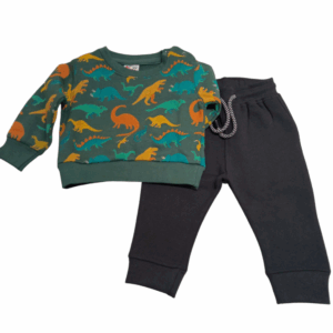 Chándal polar bebé verde/antracita dinos