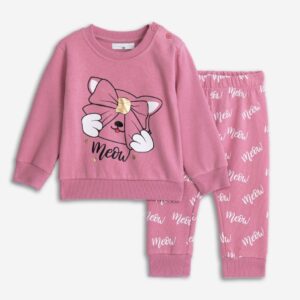 Chándal polar bebé rosa gato