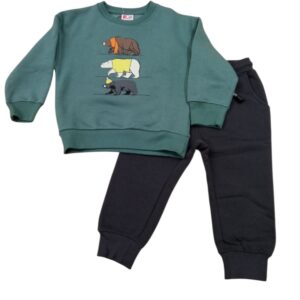 Chándal polar niño verde/antracita osos