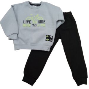 Chándal polar niño gris/negro bici