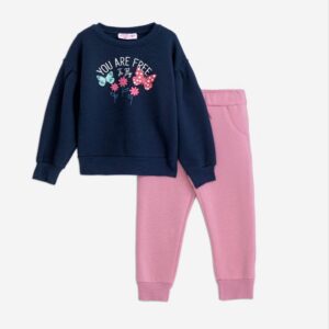Chándal polar mariposas rosa/marino niña