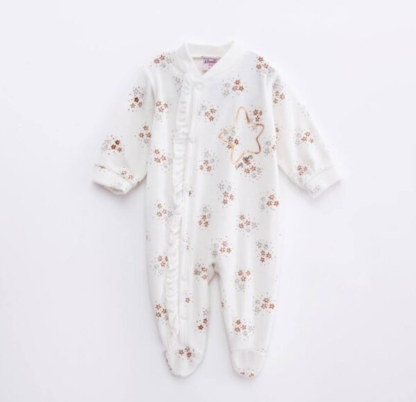 Pijama polar blanco estrellas bebé