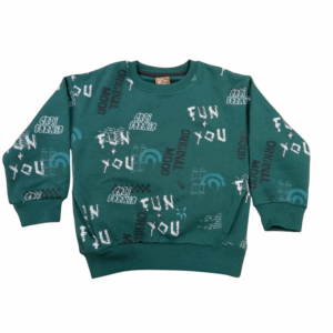 Sudadera niño verde con bolsillos Letras