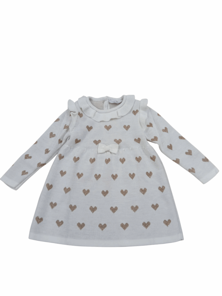 Vestido beb&eacute; ni&ntilde;a Corazones dorados