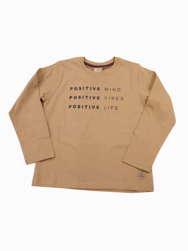 Camiseta manga larga camel juvenil Positive