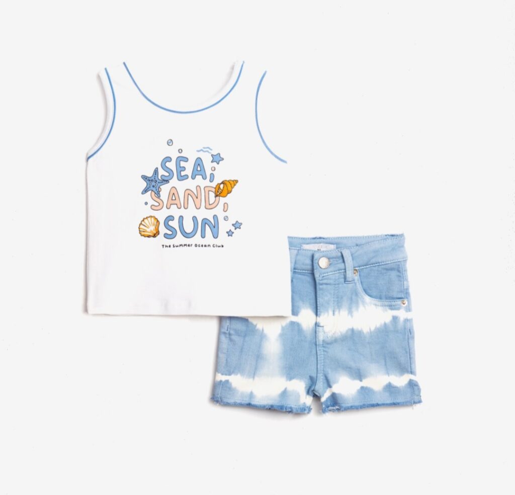 Conjuntos 2 piezas short jeans + top tirantes blanco Sea Sand Sun