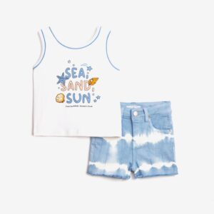 Conjuntos 2 piezas short jeans + top tirantes blanco Sea Sand Sun