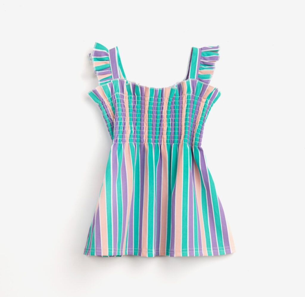 Vestido de rayas algod&oacute;n ni&ntilde;a infantil tirante volante