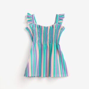 Vestido de rayas algod&oacute;n ni&ntilde;a infantil tirante volante