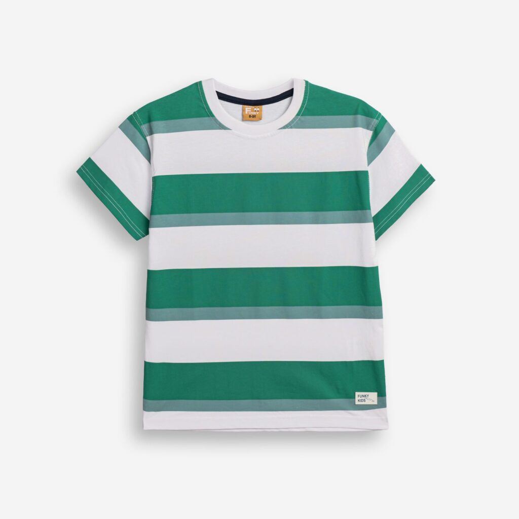 Camiseta rayas chico juvenil blanca/verde/azul