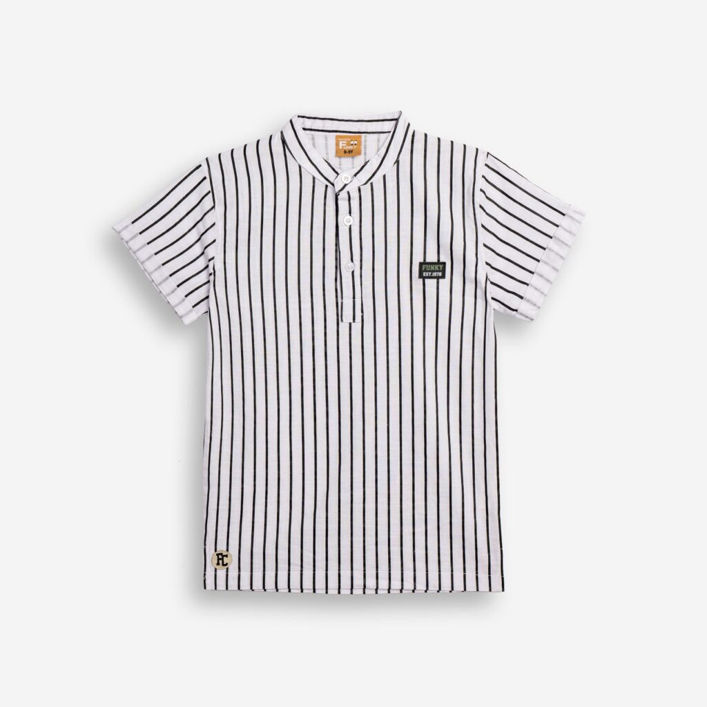 Camisa manga corta juvenil blanca  rayas