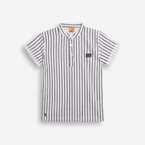 Camisa manga corta juvenil blanca  rayas
