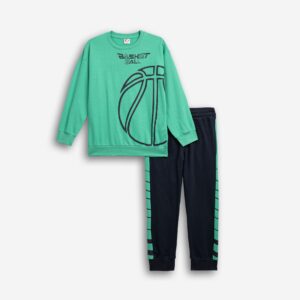 Ch&aacute;ndal juvenil ni&ntilde;o algod&oacute;n verde/marino Basket