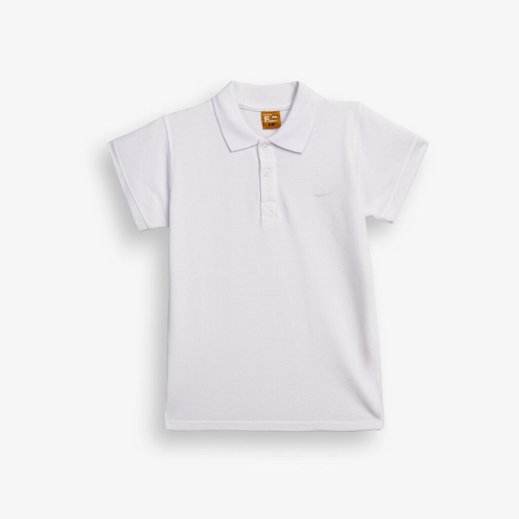 Polo manga corta blanco algod&oacute;n juvenil