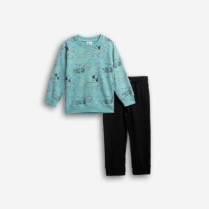 Ch&aacute;ndal algod&oacute;n ni&ntilde;o turquesa/negro Dinos