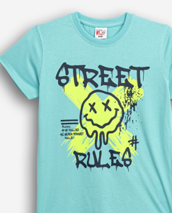 Camiseta chico juvenil turquesa Rules