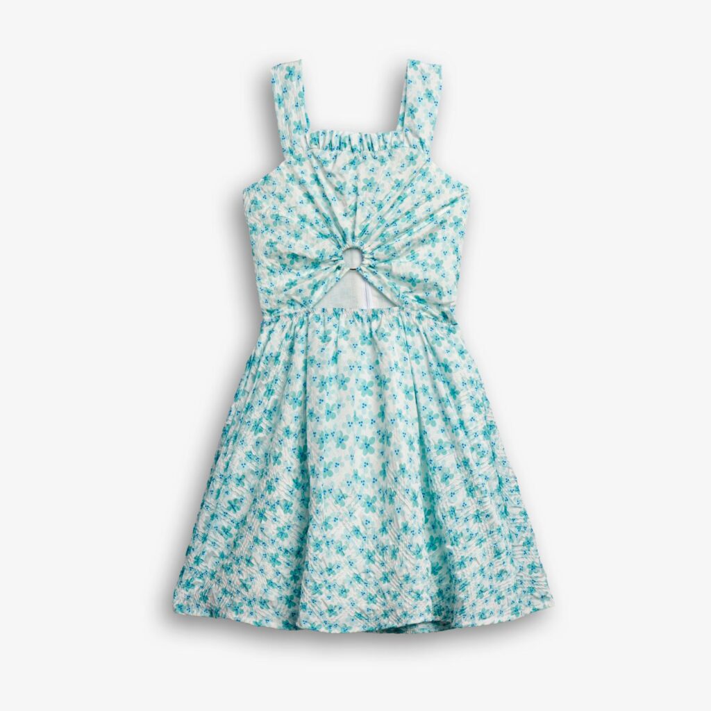 Vestido Flores verde agua juvenil