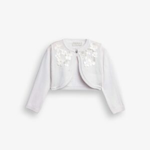 Chaqueta punto fina blanca beb&eacute; Flores