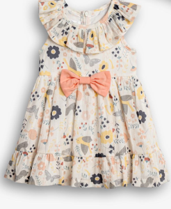 Vestido Blanco Flores + gorrito beb&eacute;