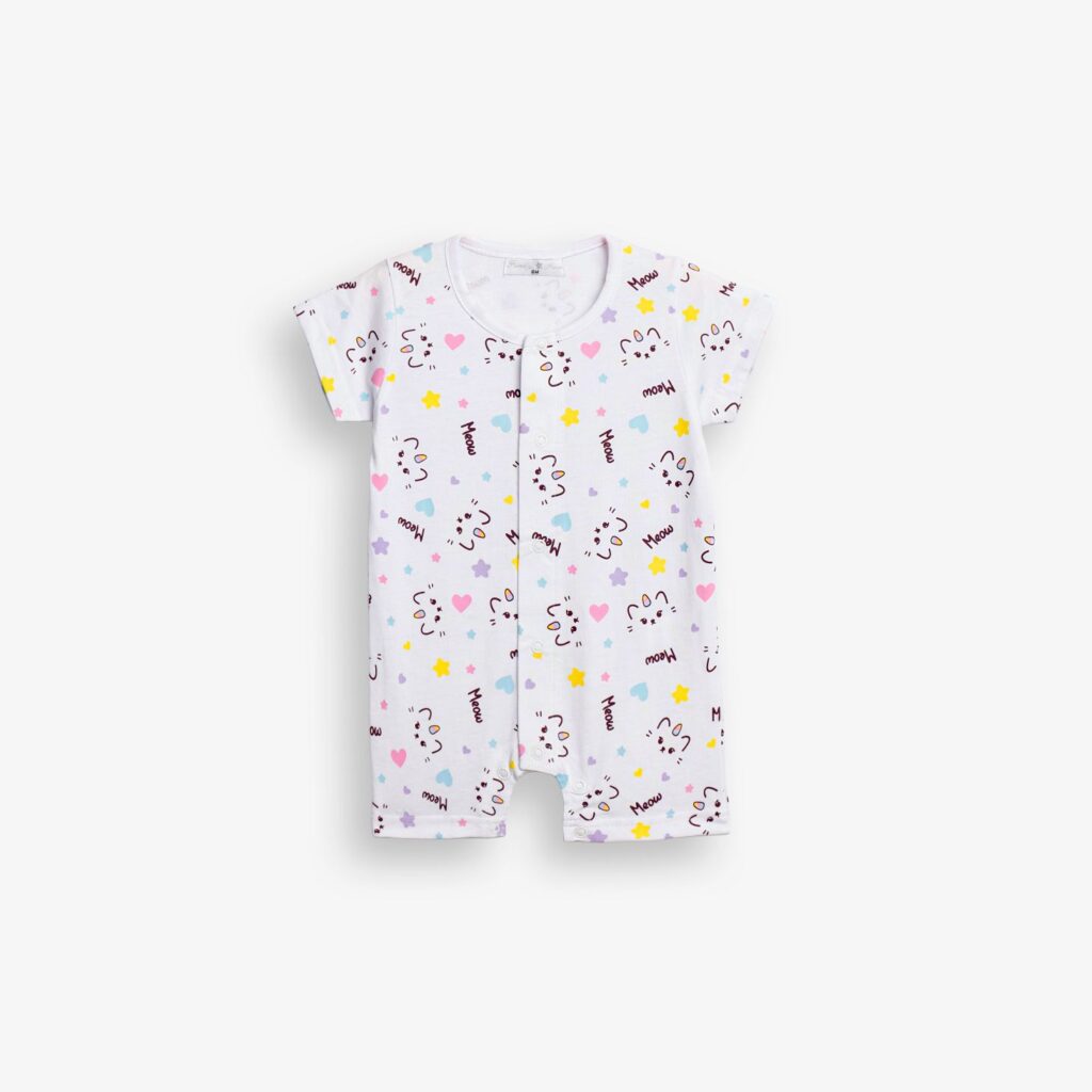 Pijama beb&eacute; algod&oacute;n blanco Gato