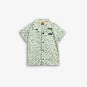 Camisa Manga Corta Rombos Verdes Algod&oacute;n Infantil