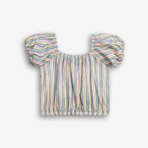 Blusa Frunces Manga Corta Rayas Colores Juvenil