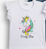 Camiseta manga corta Blanca Unicornio Infantil