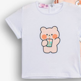 Camiseta Blanca Algod&oacute;n Oso Rosa Beb&eacute;
