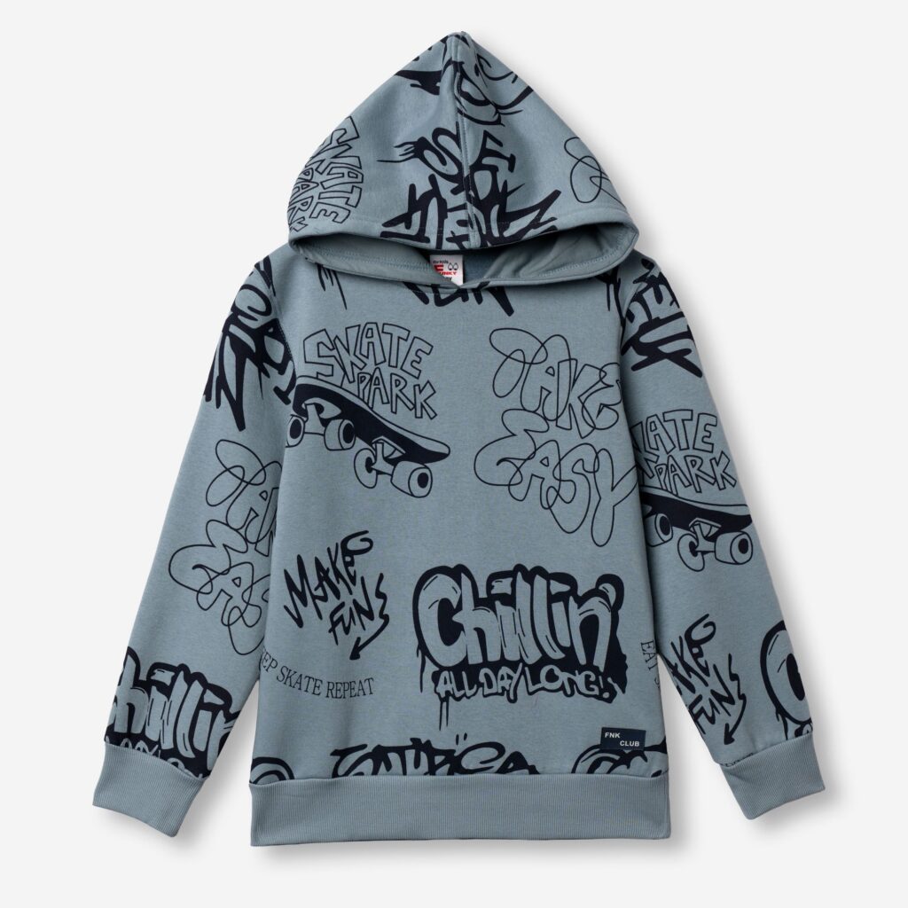 Sudadera con capucha juvenil gris azulada