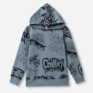 Sudadera con capucha juvenil gris azulada