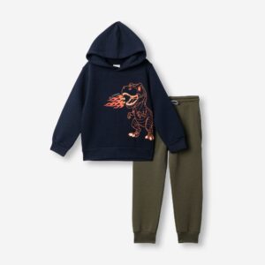 Ch&aacute;ndal Capucha  ni&ntilde;o infantil Marino/kaki Dino
