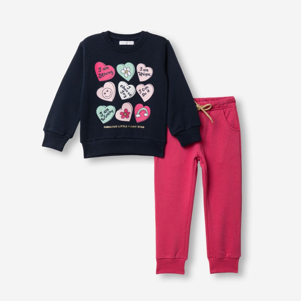 Ch&aacute;ndal polar Marino/fucsia Corazones ni&ntilde;a