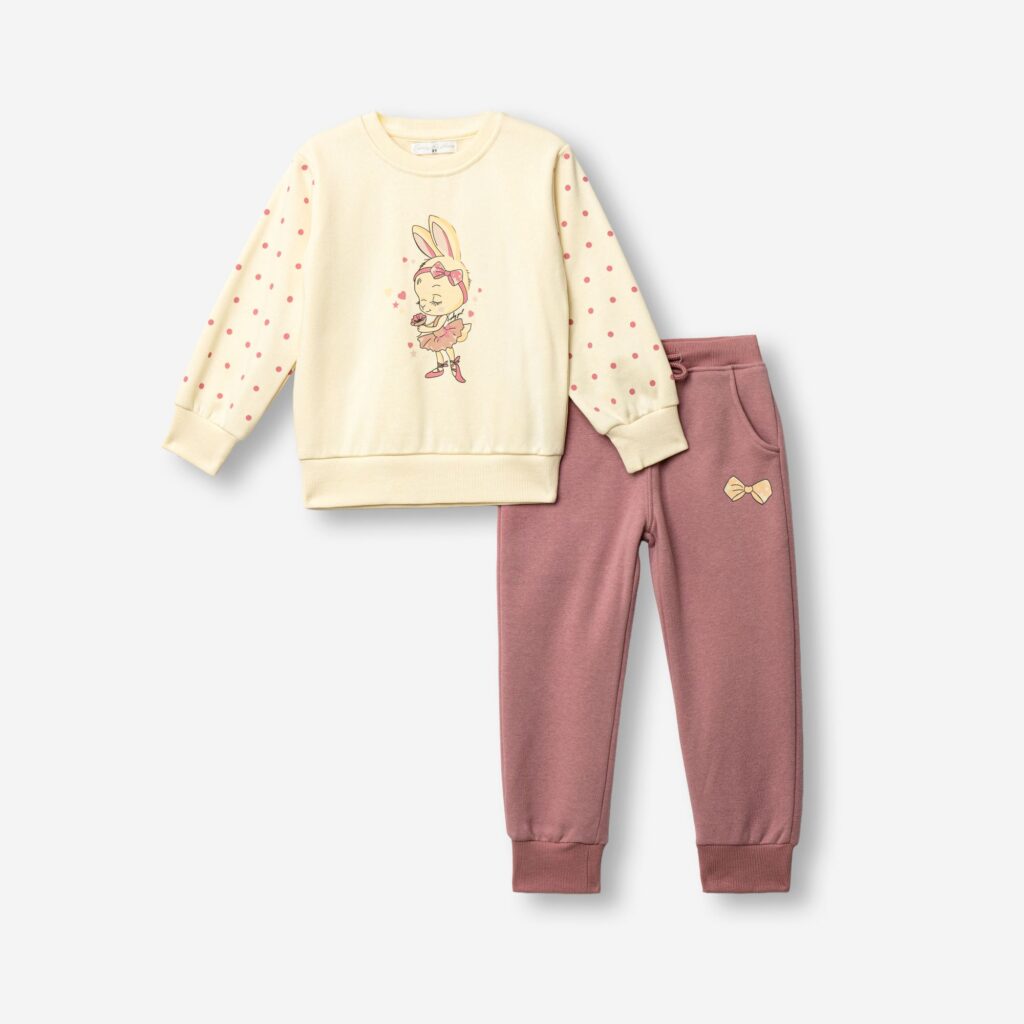 Ch&aacute;ndal polar crema/rosa conejita bailarina ni&ntilde;a